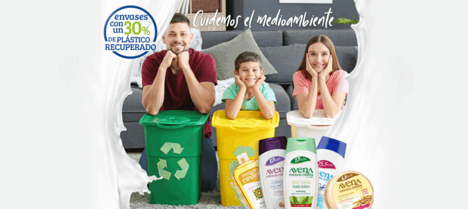 familia con productos avena reciclando