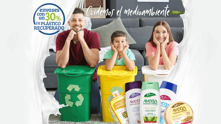 familia con productos avena reciclando